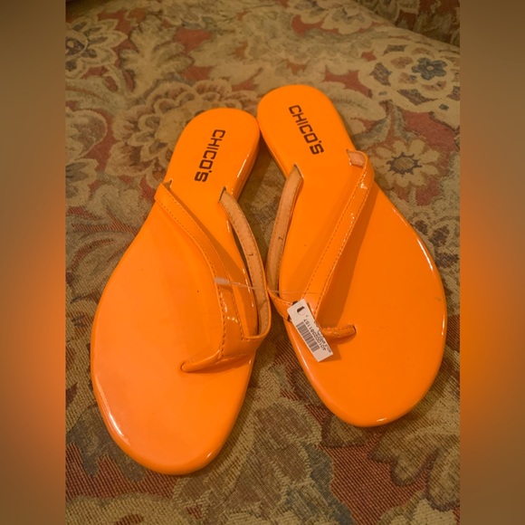 Go Vols! Lol! NWT Orange Chico’s flip flops size 7 - Picture 10 of 11